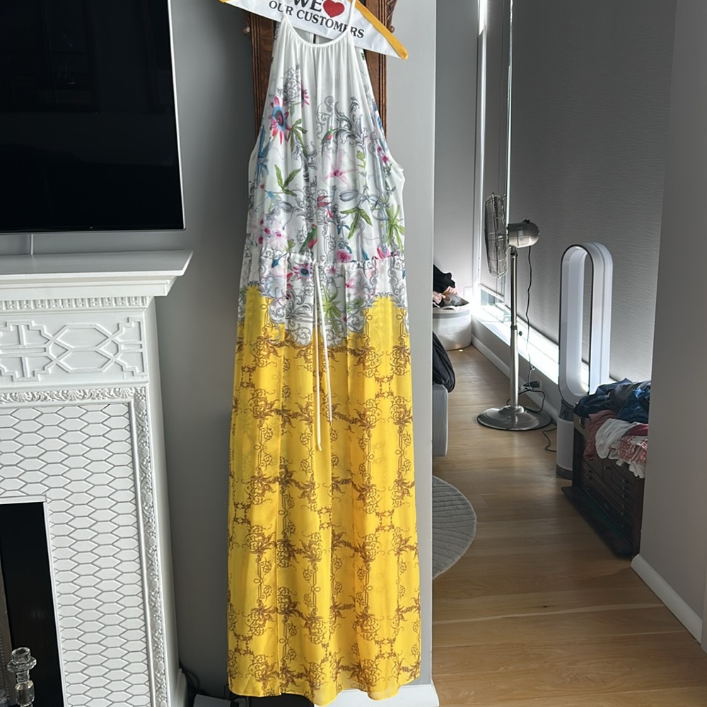 TED BAKER Floral and Art Deco Patterned Sheer Dress/Cover-Up